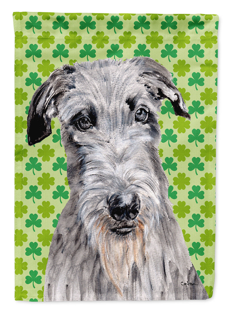 Scottish Deerhound Lucky Shamrock St. Patrick's Day Garden Flag - Outdoor Decorative Yard Flag