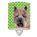 Norwich Terrier Lucky Shamrock St. Patrick's Day Ceramic Night Light Compact, UL-Certified, Ideal for Bedroom, Bathroom, Nursery, Hallway, Kitchen, 6x4x3, Multicolor