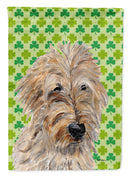 Golden Doodle 2 Lucky Shamrock St. Patrick's Day House Flag 28x40 Porch Sleeve Pole Decorative Outside Yard Banner Artwork Wall Hanging, Polyester