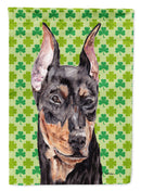 German Pinscher Lucky Shamrock St. Patrick's Day House Flag 28x40 Porch Sleeve Pole Decorative Outside Yard Banner Artwork Wall Hanging, Polyester