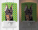 German Pinscher Lucky Shamrock St. Patrick's Day Ceramic Night Light Compact, UL-Certified, Ideal for Bedroom, Bathroom, Nursery, Hallway, Kitchen, 6x4x3, Multicolor