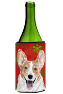 Cardigan Corgi Red Snowflakes Holiday Wine Bottle Hugger Gift Sleeve for Standard 750 ml Bottles, Insulated Reusable Also Fits Mini Shot & Pint Bottles