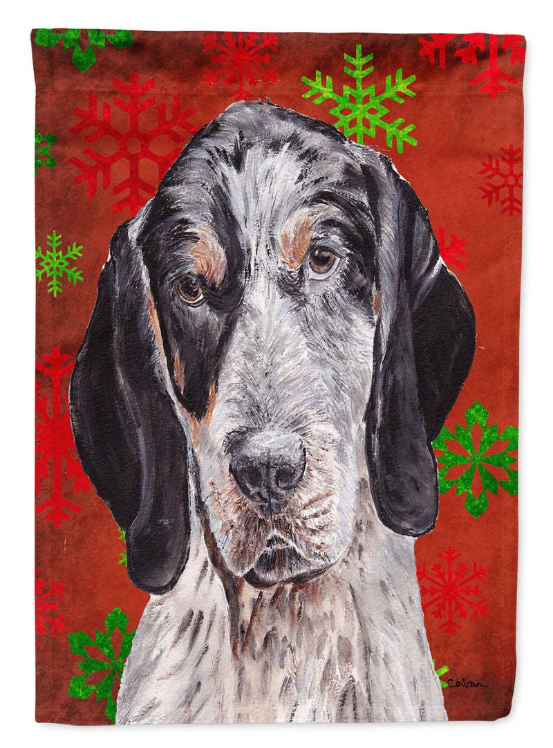 Blue Tick Coonhound Red Snowflakes Holiday Flag Canvas House Size SC9745CHF