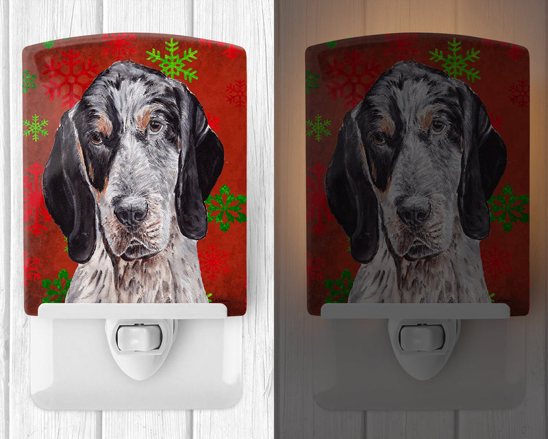 Blue Tick Coonhound Red Snowflakes Holiday Ceramic Night Light SC9745CNL