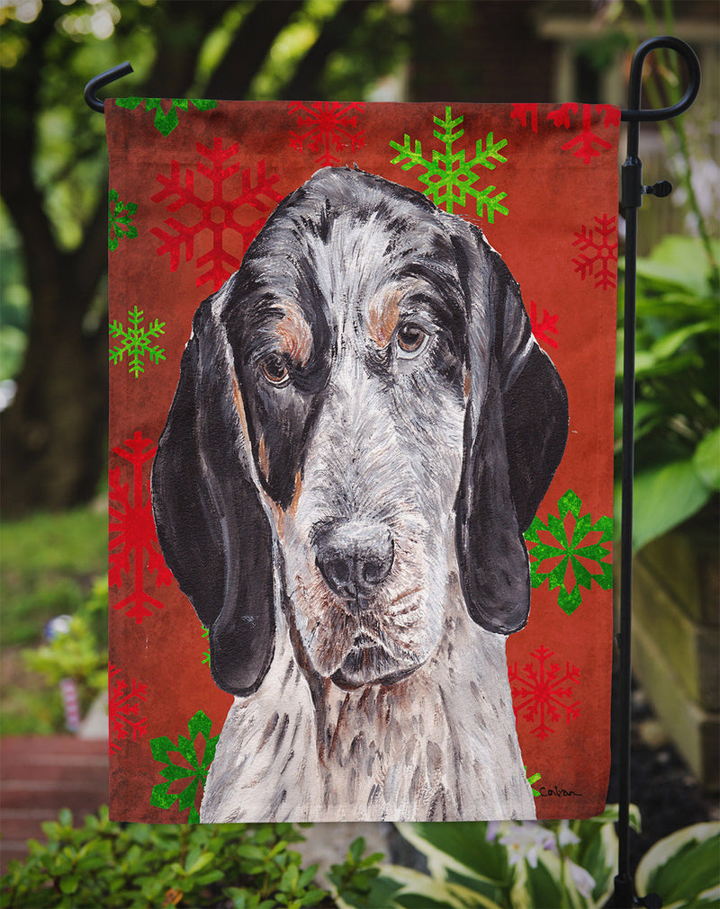 Blue Tick Coonhound Red Snowflakes Holiday Garden Flag - Outdoor Decorative Yard Flag SC9745GF