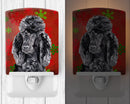 Black Standard Poodle Red Snowflakes Holiday Ceramic Night Light SC9746CNL
