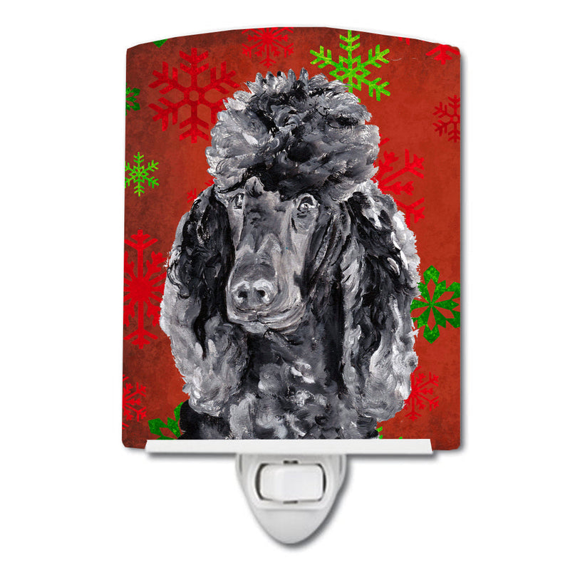 Black Standard Poodle Red Snowflakes Holiday Ceramic Night Light SC9746CNL