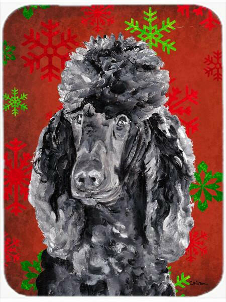 Black Standard Poodle Red Snowflakes Holiday Glass Cutting Boards – Durable, Decorative Kitchen Art Large Size SC9746LCB