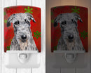 Scottish Deerhound Red Snowflakes Holiday Ceramic Night Light Compact, UL-Certified, Ideal for Bedroom, Bathroom, Nursery, Hallway, Kitchen, 6x4x3, Multicolor