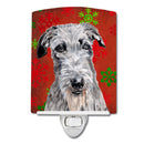 Scottish Deerhound Red Snowflakes Holiday Ceramic Night Light Compact, UL-Certified, Ideal for Bedroom, Bathroom, Nursery, Hallway, Kitchen, 6x4x3, Multicolor