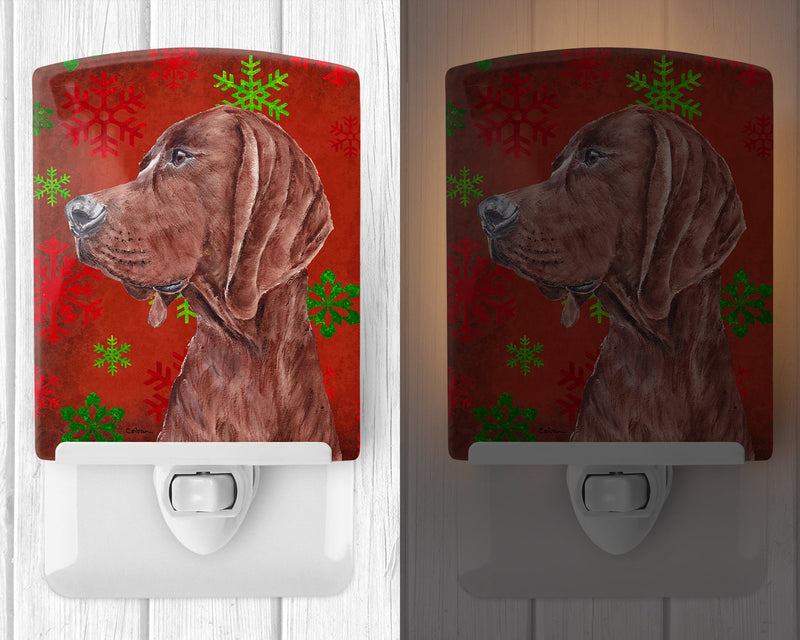 Redbone Coonhound Red Snowflakes Holiday Ceramic Night Light SC9755CNL