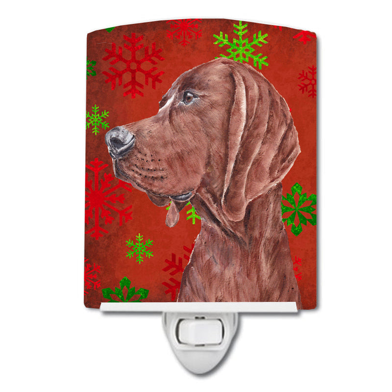 Redbone Coonhound Red Snowflakes Holiday Ceramic Night Light SC9755CNL