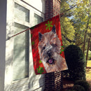 Norwich Terrier Red Snowflakes Holiday House Flag 28x40 Porch Sleeve Pole Decorative Outside Yard Banner Artwork Wall Hanging, Polyester