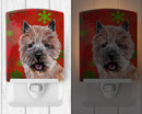 Norwich Terrier Red Snowflakes Holiday Ceramic Night Light Compact, UL-Certified, Ideal for Bedroom, Bathroom, Nursery, Hallway, Kitchen, 6x4x3, Multicolor