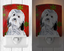 Havanese Red Snowflakes Holiday Ceramic Night Light Compact, UL-Certified, Ideal for Bedroom, Bathroom, Nursery, Hallway, Kitchen, 6x4x3, Multicolor