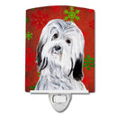 Havanese Red Snowflakes Holiday Ceramic Night Light Compact, UL-Certified, Ideal for Bedroom, Bathroom, Nursery, Hallway, Kitchen, 6x4x3, Multicolor