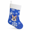 Cardigan Corgi Winter Snowflakes Holiday Stocking Double-Sided Print, Polyester Suede,11x18, Made in USA