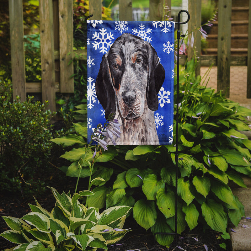 Blue Tick Coonhound Winter Snowflakes Garden Flag – Decorative Outdoor Yard Flag SC9769GF