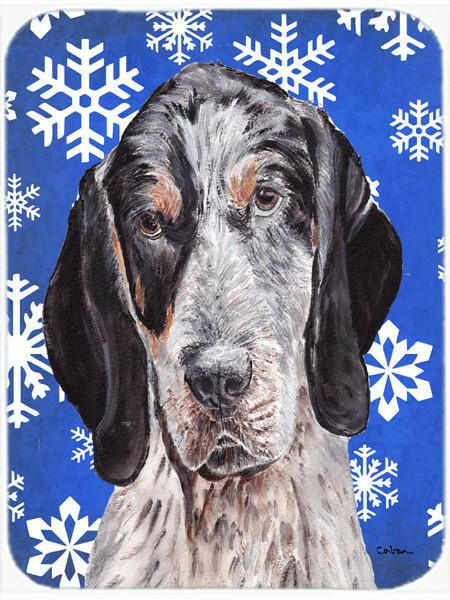 Blue Tick Coonhound Winter Snowflakes Glass Cutting Boards – Durable, Decorative Kitchen Art Large Size SC9769LCB