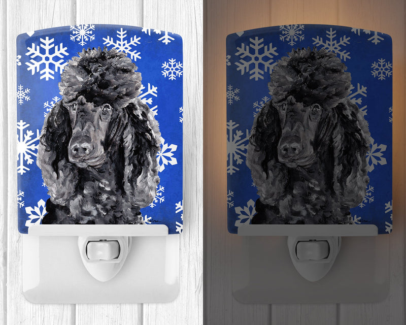 Black Standard Poodle Winter Snowflakes Ceramic Night Light SC9770CNL