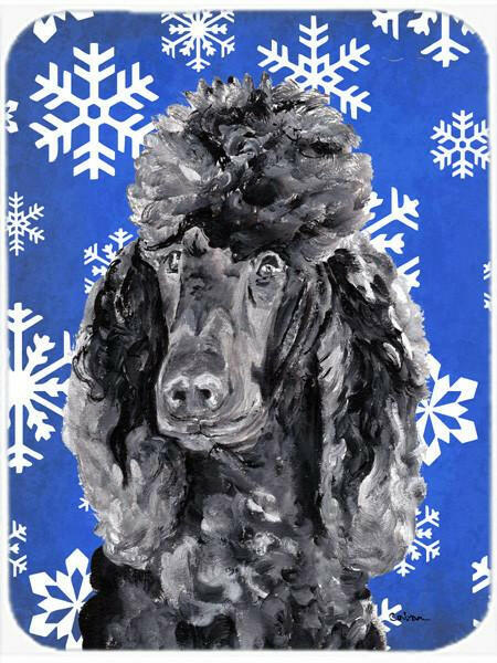Black Standard Poodle Winter Snowflakes Glass Cutting Boards – Durable, Decorative Kitchen Art Large Size SC9770LCB