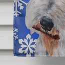 Wire Fox Terrier Winter Snowflakes House Flag 28x40 Porch Sleeve Pole Decorative Outside Yard Banner Artwork Wall Hanging, Polyester