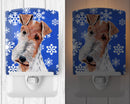 Wire Fox Terrier Winter Snowflakes Ceramic Night Light Compact, UL-Certified, Ideal for Bedroom, Bathroom, Nursery, Hallway, Kitchen, 6x4x3, Multicolor