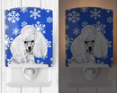 White Toy Poodle Winter Snowflakes Ceramic Night Light Compact, UL-Certified, Ideal for Bedroom, Bathroom, Nursery, Hallway, Kitchen, 6x4x3, Multicolor