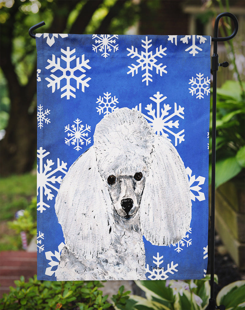 White Toy Poodle Winter Snowflakes Flag Garden Size SC9773GF