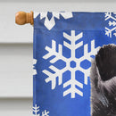 Black and White Collie Winter Snowflakes House Flag 28x40 Porch Sleeve Pole Decorative Outside Yard Banner Artwork Wall Hanging, Polyester