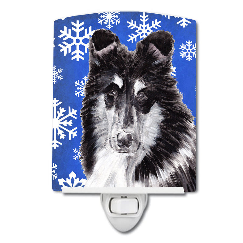 Black and White Collie Winter Snowflakes Ceramic Night Light SC9774CNL