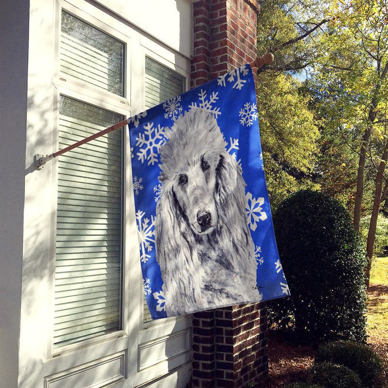 White Standard Poodle Winter Snowflakes Flag Canvas House Size SC9775CHF