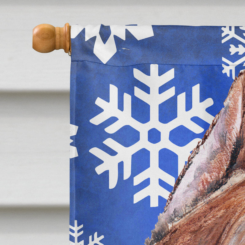 Staffordshire Bull Terrier Staffie Winter Snowflakes Flag Canvas House Size SC9776CHF