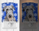 Scottish Deerhound Winter Snowflakes Ceramic Night Light Compact, UL-Certified, Ideal for Bedroom, Bathroom, Nursery, Hallway, Kitchen, 6x4x3, Multicolor