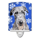 Scottish Deerhound Winter Snowflakes Ceramic Night Light Compact, UL-Certified, Ideal for Bedroom, Bathroom, Nursery, Hallway, Kitchen, 6x4x3, Multicolor