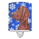Redbone Coonhound Winter Snowflakes Ceramic Night Light Compact, UL-Certified, Ideal for Bedroom, Bathroom, Nursery, Hallway, Kitchen, 6x4x3, Multicolor