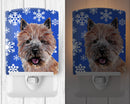 Norwich Terrier Winter Snowflakes Ceramic Night Light Compact, UL-Certified, Ideal for Bedroom, Bathroom, Nursery, Hallway, Kitchen, 6x4x3, Multicolor