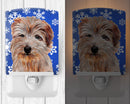 Norfolk Terrier Winter Snowflakes Ceramic Night Light Compact, UL-Certified, Ideal for Bedroom, Bathroom, Nursery, Hallway, Kitchen, 6x4x3, Multicolor