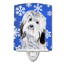 Havanese Winter Snowflakes Ceramic Night Light Compact, UL-Certified, Ideal for Bedroom, Bathroom, Nursery, Hallway, Kitchen, 6x4x3, Multicolor
