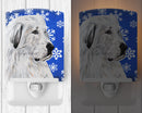 Great Pyrenees Winter Snowflakes Ceramic Night Light Compact, UL-Certified, Ideal for Bedroom, Bathroom, Nursery, Hallway, Kitchen, 6x4x3, Multicolor
