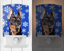German Pinscher Winter Snowflakes Ceramic Night Light Compact, UL-Certified, Ideal for Bedroom, Bathroom, Nursery, Hallway, Kitchen, 6x4x3, Multicolor