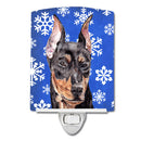 German Pinscher Winter Snowflakes Ceramic Night Light Compact, UL-Certified, Ideal for Bedroom, Bathroom, Nursery, Hallway, Kitchen, 6x4x3, Multicolor