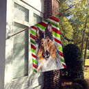 Collie Candy Cane Christmas House Flag 28x40 Porch Sleeve Pole Decorative Outside Yard Banner Artwork Wall Hanging, Polyester