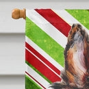 Collie Candy Cane Christmas House Flag 28x40 Porch Sleeve Pole Decorative Outside Yard Banner Artwork Wall Hanging, Polyester
