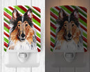 Collie Candy Cane Christmas Ceramic Night Light Compact, UL-Certified, Ideal for Bedroom, Bathroom, Nursery, Hallway, Kitchen, 6x4x3, Multicolor