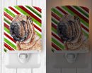 Shar Pei Candy Cane Christmas Ceramic Night Light Compact, UL-Certified, Ideal for Bedroom, Bathroom, Nursery, Hallway, Kitchen, 6x4x3, Multicolor