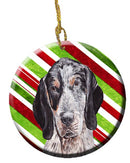 Blue Tick Coonhound Candy Cane Christmas Ornament - Round Ceramic Ornament – Artist-Designed Keepsake Decoration SC9793CO1