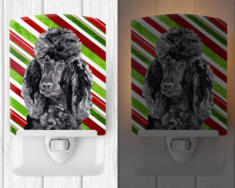 Black Standard Poodle Candy Cane Christmas Ceramic Night Light SC9794CNL