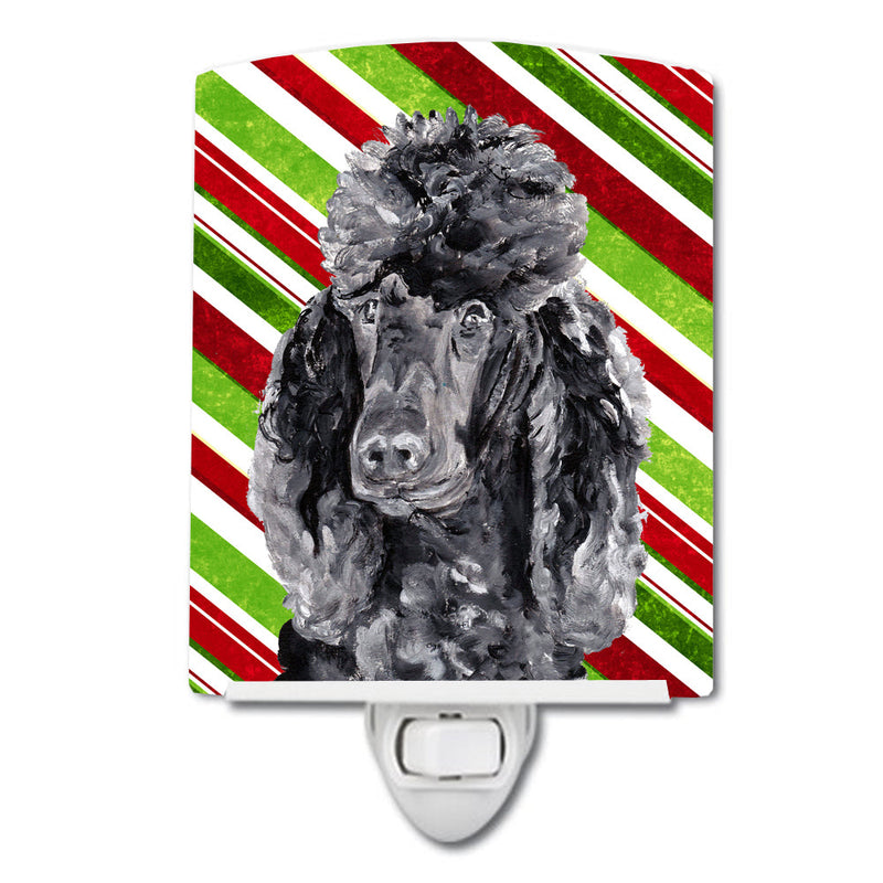 Black Standard Poodle Candy Cane Christmas Ceramic Night Light SC9794CNL