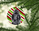 Black Standard Poodle Candy Cane Christmas Ornament - Round Ceramic Ornament – Artist-Designed Keepsake Decoration SC9794CO1
